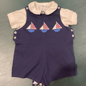 Baby boy two piece overall sailor outfit size 6 months by Betti Terrell